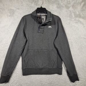 Slade Wilder Mens Charcoal Gray Button Mock Collar Pullover‎ Sweatshirt Medium